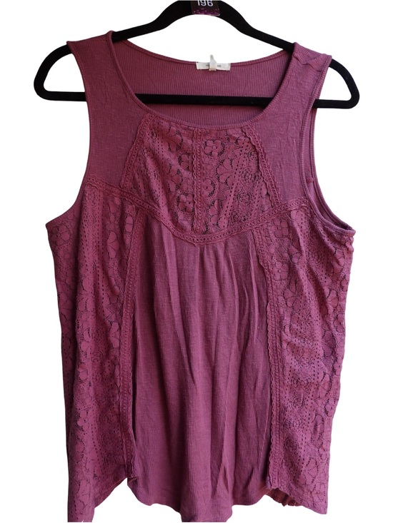 Maurices Tops - Maurices Lace-Panel Sleeveless Tank Top in Plum